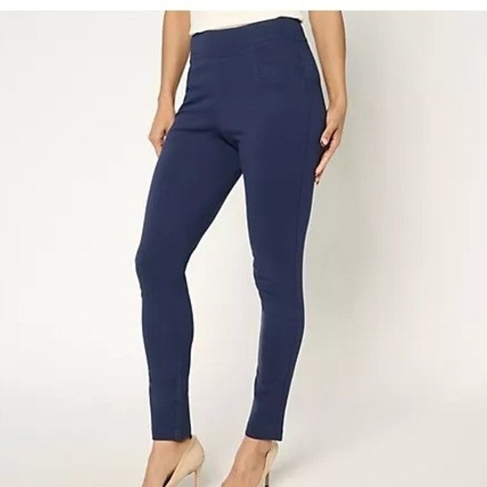 Belle Kim Gravel Petite 2 Twilight Ponte Triple Topstitch Ankle Leggings A677002